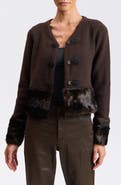 Avec Les Filles Faux Fur Trim Cardigan