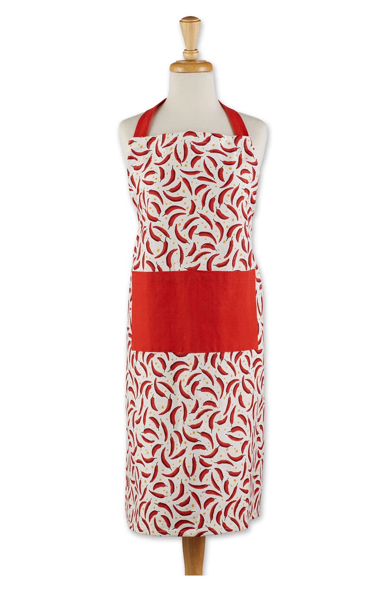 Design Imports Chili Print Cotton Apron, Main, color, Red