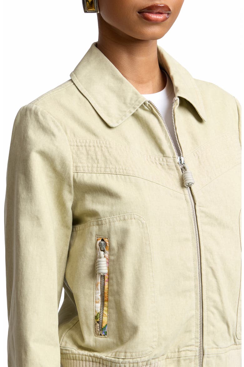 Cotton Zip Bomber Jacket, Alternate, color, CAMPSITE KHAKI