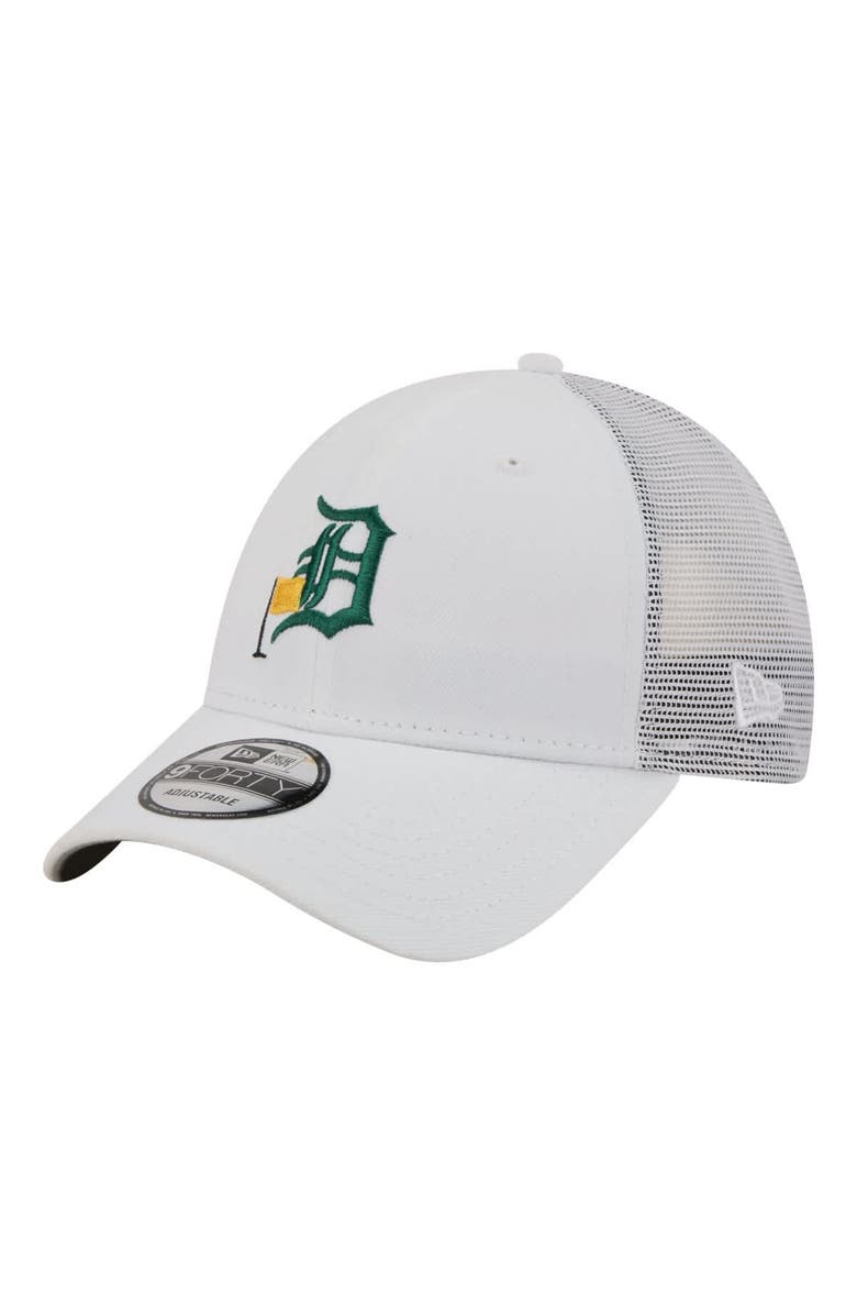 New Era Men's New Era White Detroit Tigers Flag 9FORTY Trucker Adjustable Hat, Main, color, White
