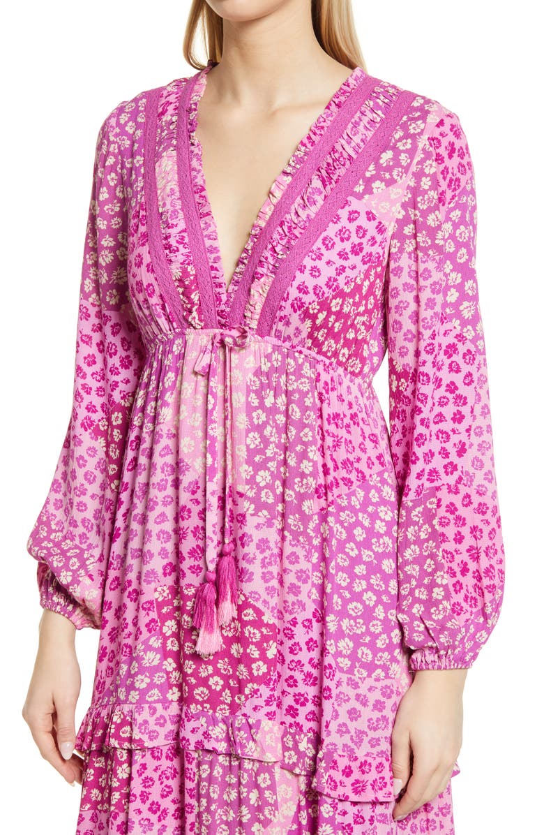 BTFL-life Floral Print Tiered Maxi Dress, Alternate, color, 