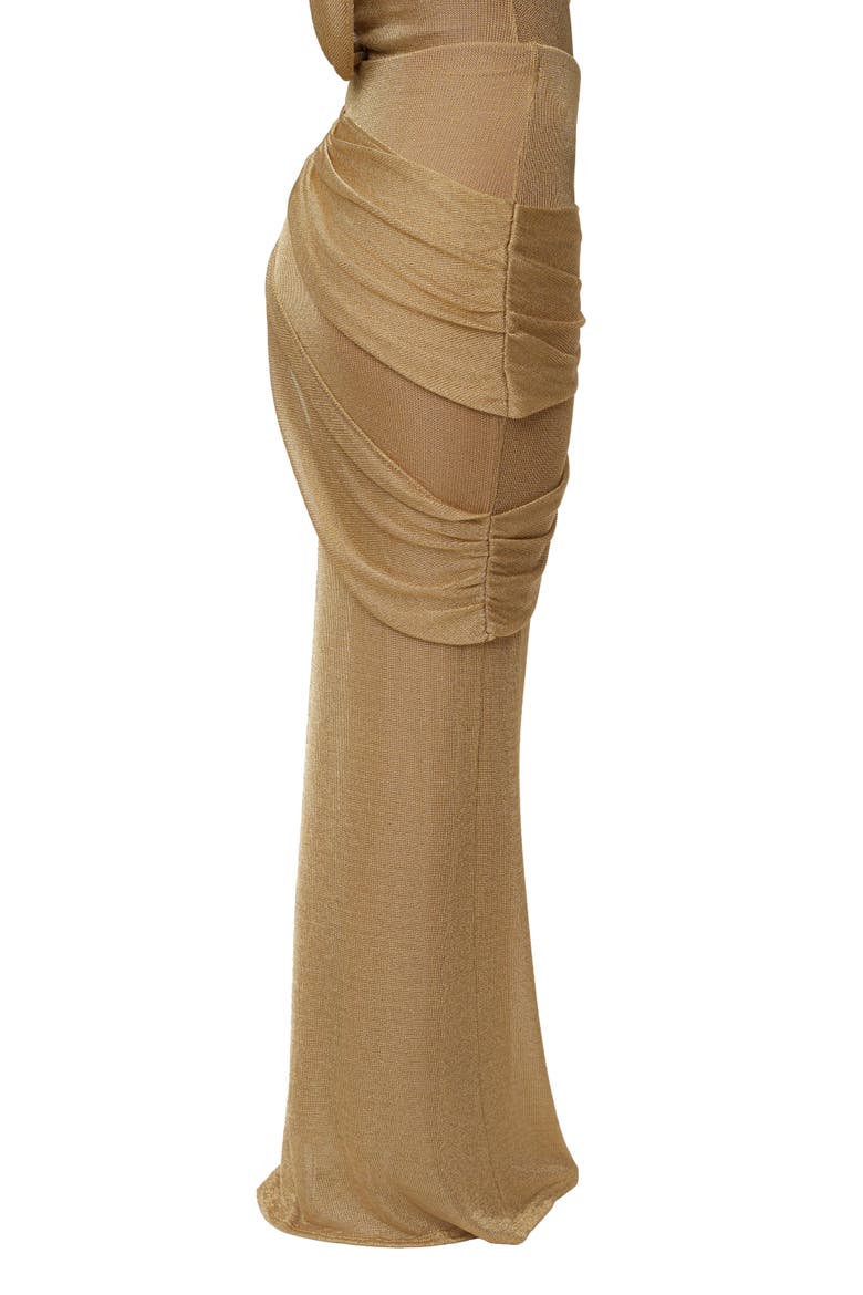 Opulent Metallic Maxi Skirt, Alternate, color, Gold