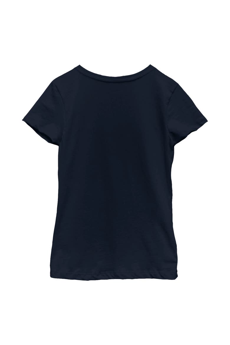 Girl's Minnie Mouse Tie-Dye Rainbow Pattern Bow  Graphic T-Shirt, Alternate, color, Navy Blue