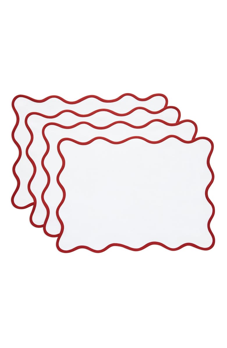 Solino Home Linen Placemats - Giselle Scallop Edge, 14" x 19", Main, color, Christmas White