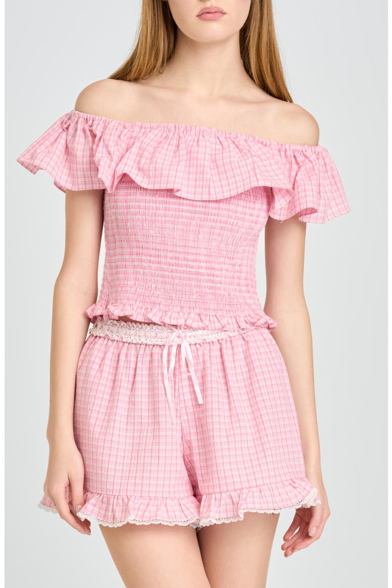 Delilah Shirred Off the Shoulder Top, Main, color, PINK