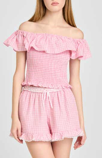 Delilah Shirred Off the Shoulder Top