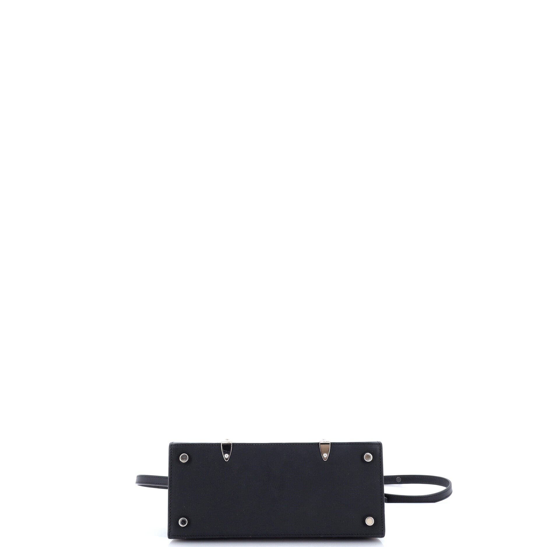 Structured Saigon Top Handle Bag Coated Canvas with Leather Mini, Alternate, color, Black