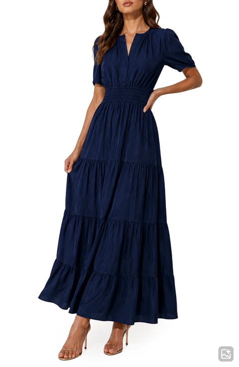 navy blue maxi dress casual Tanya Ripple Flowy M / Navy Whether youre heading to the office Blue Maxi & Long Dresses