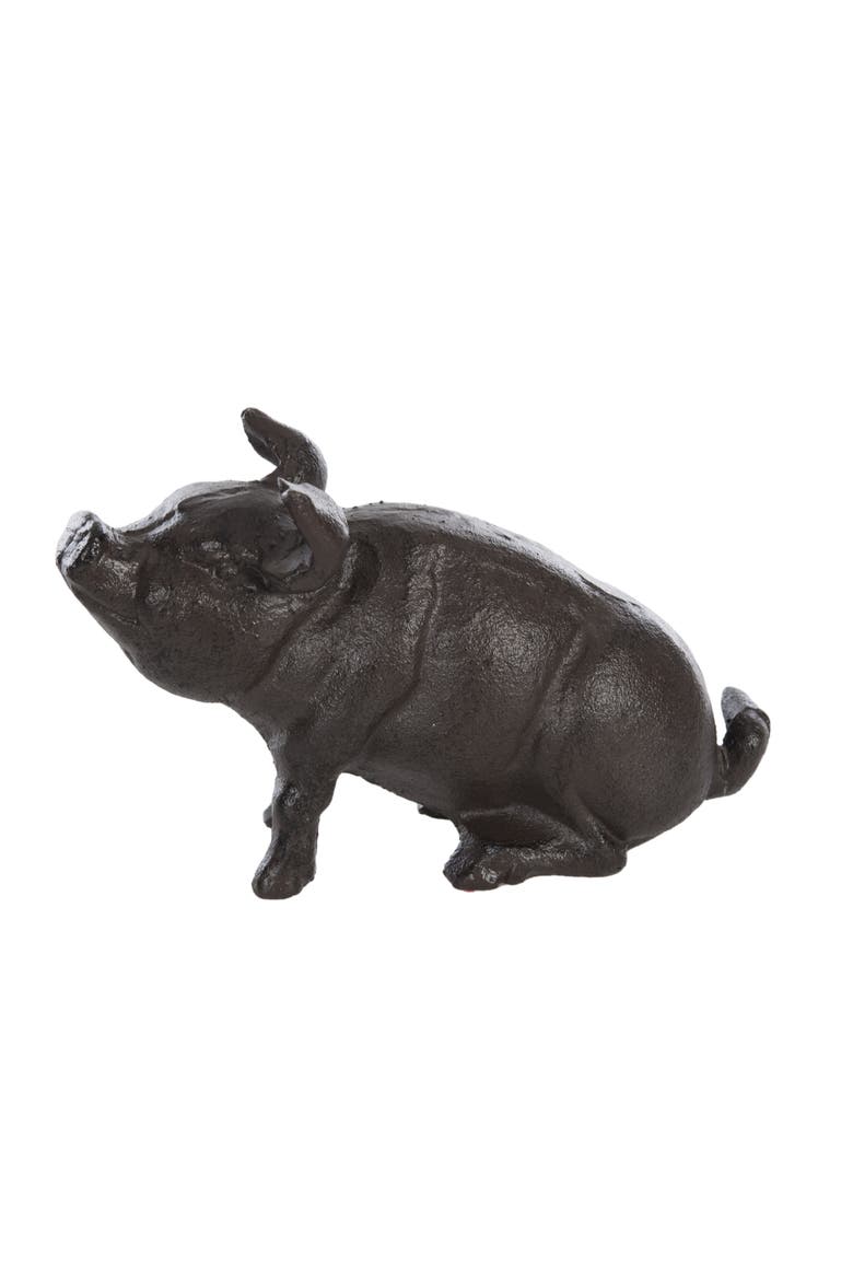 Iron Pig Garden Statue Metallic for Spring Home Decor, Alternate, color, Brown