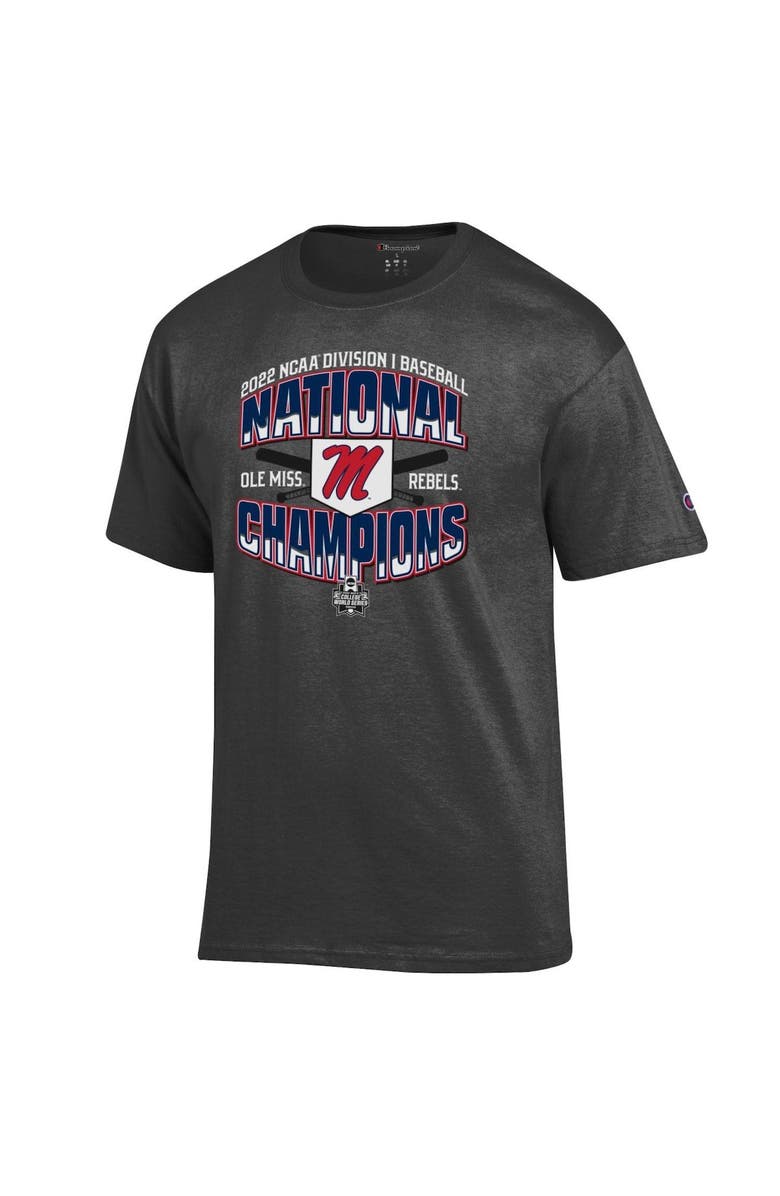 Champion Men's Champion Heathered Charcoal Ole Miss Rebels 2022 NCAA Men's Baseball College World Series Champions Locker Room T-Shirt, Alternate, color, 