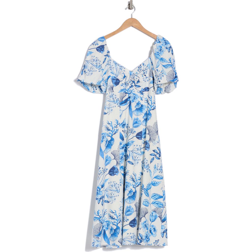 Shop Avec Les Filles Twist Bodice Midi Dress In Oceana Floral
