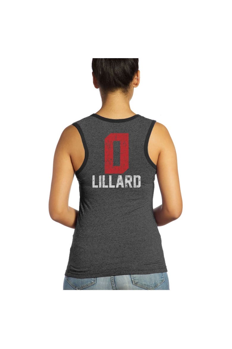 Women's Majestic Threads Damian Lillard Black Portland Trail Blazers Name and Number Tri-Blend Tank Top, Alternate, color, Black