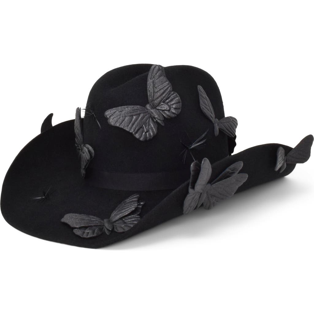 Gigi Burris Millinery Britney Butterfly Western Felt Hat In Black