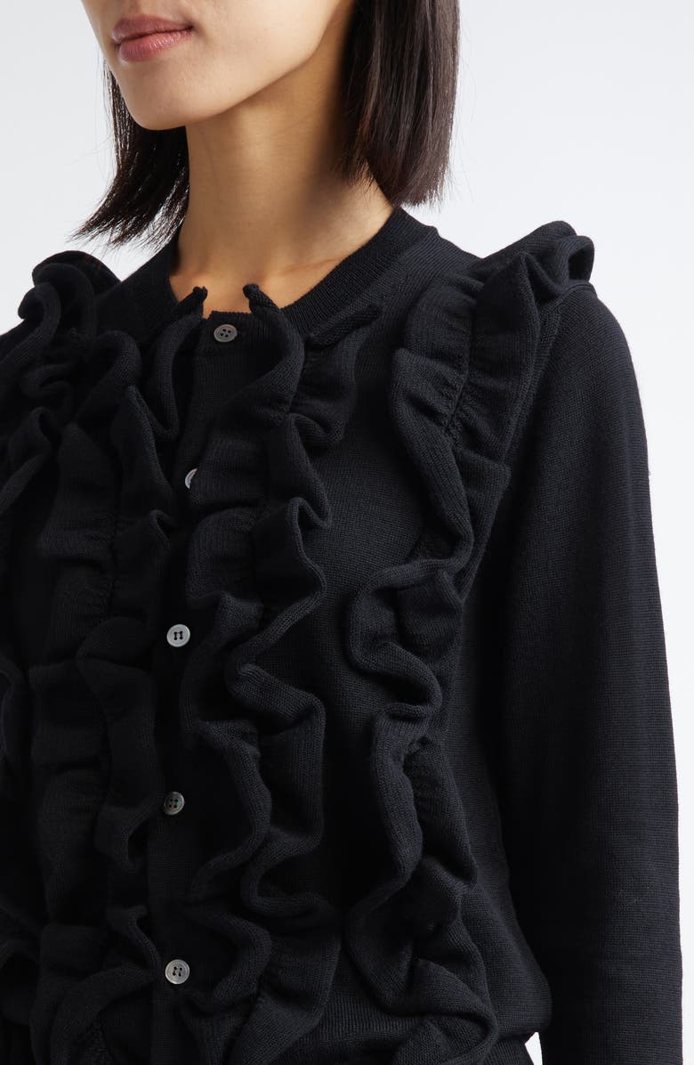 Comme des Garçons Comme des Garçons Ruffle Wool Cardigan, Alternate, color, 