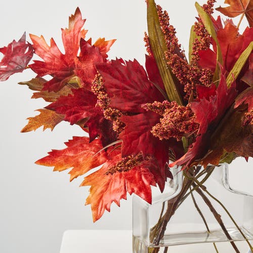 Darby Creek Trading Mixed Fall Brown & Burgundy Red Maple Leaf & Rust Astilbe In Burgundy