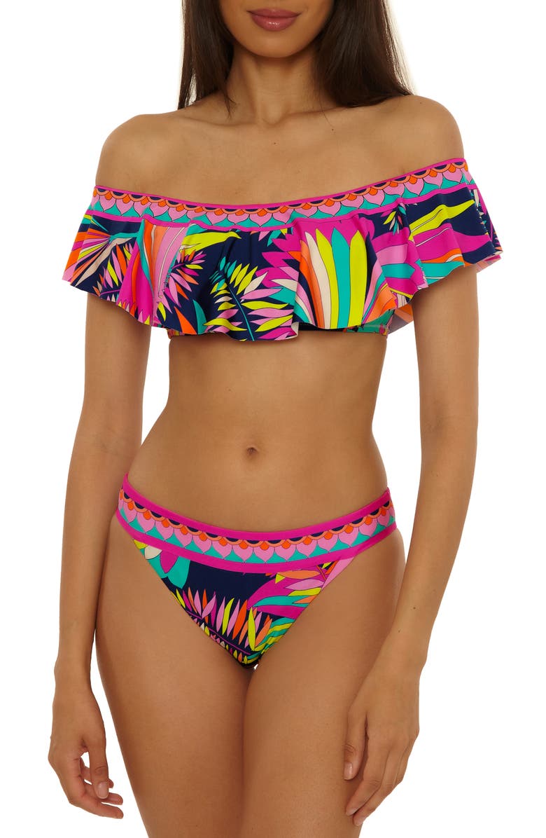 Trina Turk Paralia Ruffle Off the Shoulder Bikini Top, Alternate, color, Multi