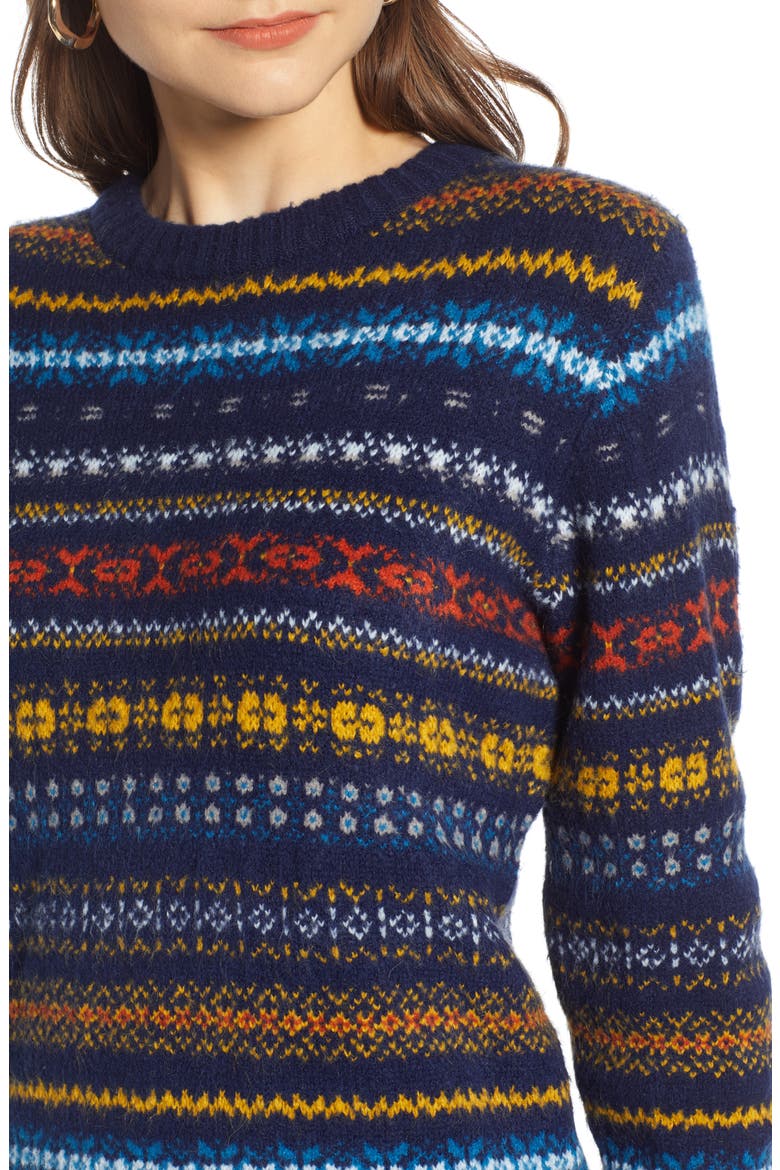 Fair Isle Sweater (Nordstrom Exclusive), Alternate, color, NAVY MARITIME FAIRISLE