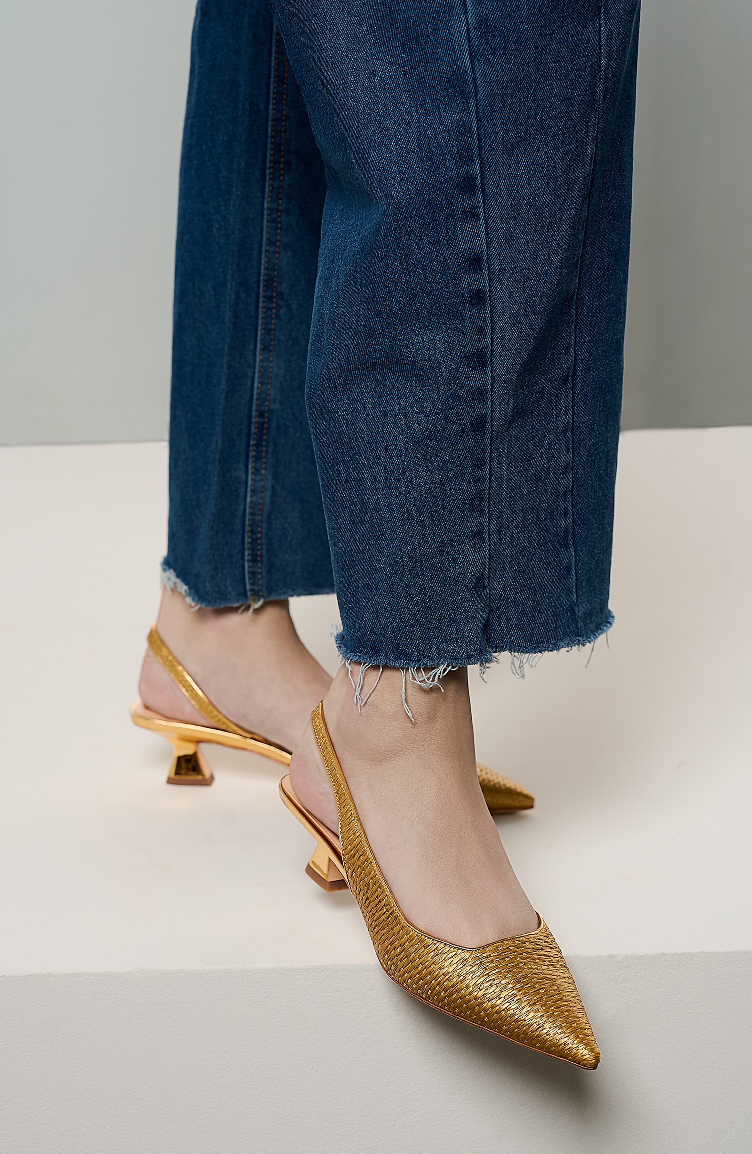 SARTO by Franco Sarto Devin Kitten Heel Slingback Pump, Alternate, color, Gold