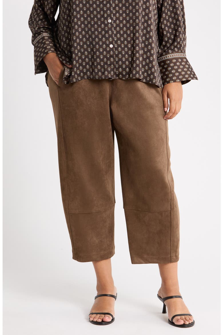 Faux Suede Barrel Pants, Main, color, BARK