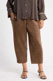 Faux Suede Barrel Pants