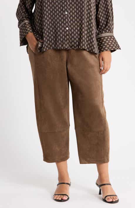 Faux Suede Barrel Pants
