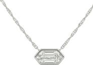 Bliss Diamond Certified 3/4Ct Long Hexagon Bezel Diamond East West Pendant Necklace Lab Grown