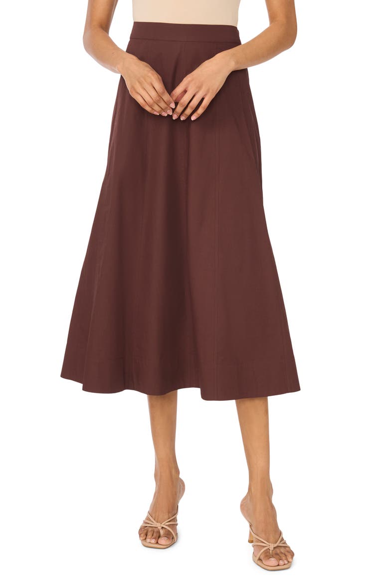 Yoke Seam Midi Skirt, Main, color, CAPPUCCINO