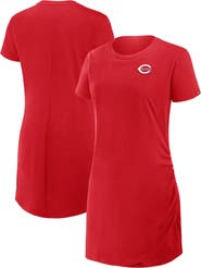 FANATICS Women's Fanatics Red Cincinnati Reds Ruched Drape T-Shirt Dress