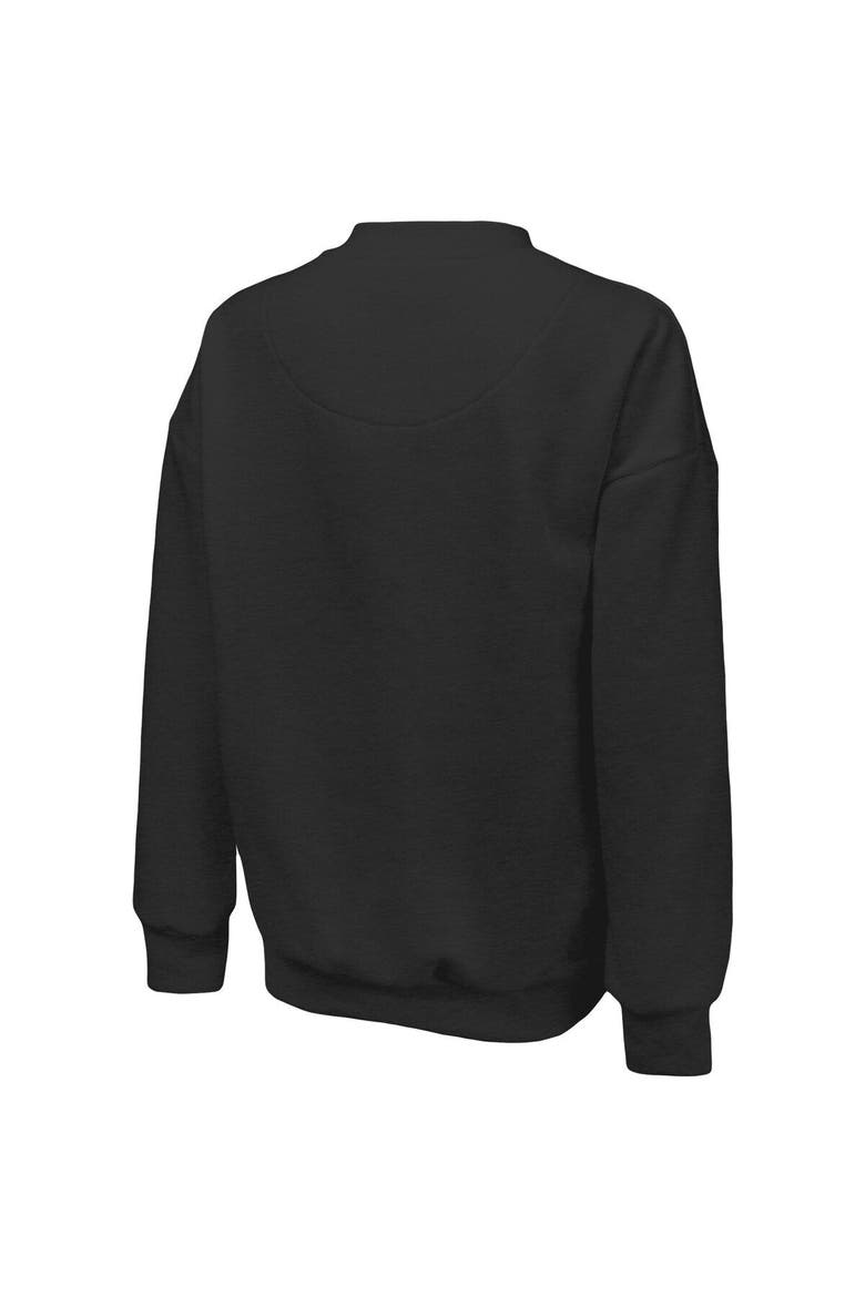 Women's Majestic Threads Black Brooklyn Nets Bank Shot Pullover Tri-Blend Sweatshirt, Alternate, color, Black