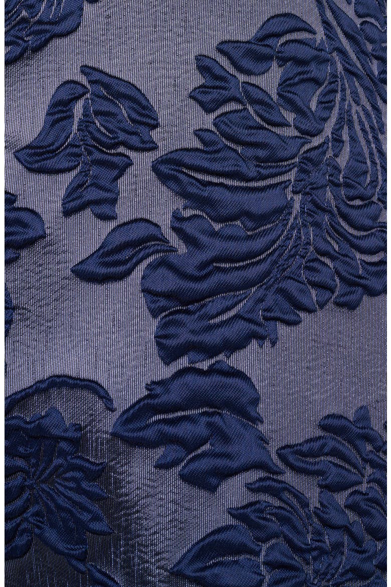 Floral Jacquard Off the Shoulder Gown, Alternate, color, NAVY