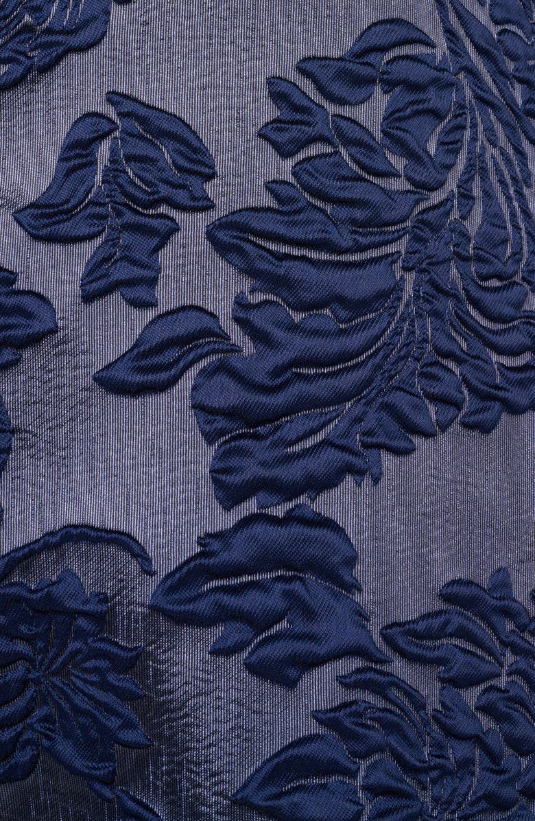 Aidan Mattox Floral Jacquard Off the Shoulder Gown, Alternate, color, Navy