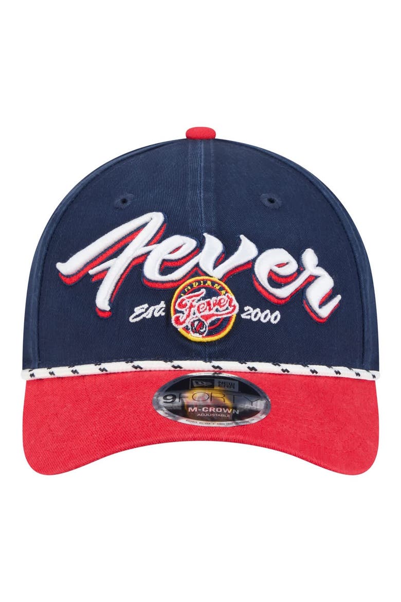 Unisex New Era  Navy/Red Indiana Fever Team Loyal Script Two-Tone M-Crown 9FORTY Adjustable Hat, Alternate, color, Navy