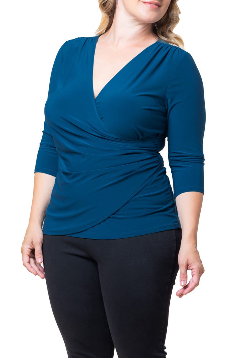 Faux Wrap Top, Alternate, color, AEGEAN BLUE