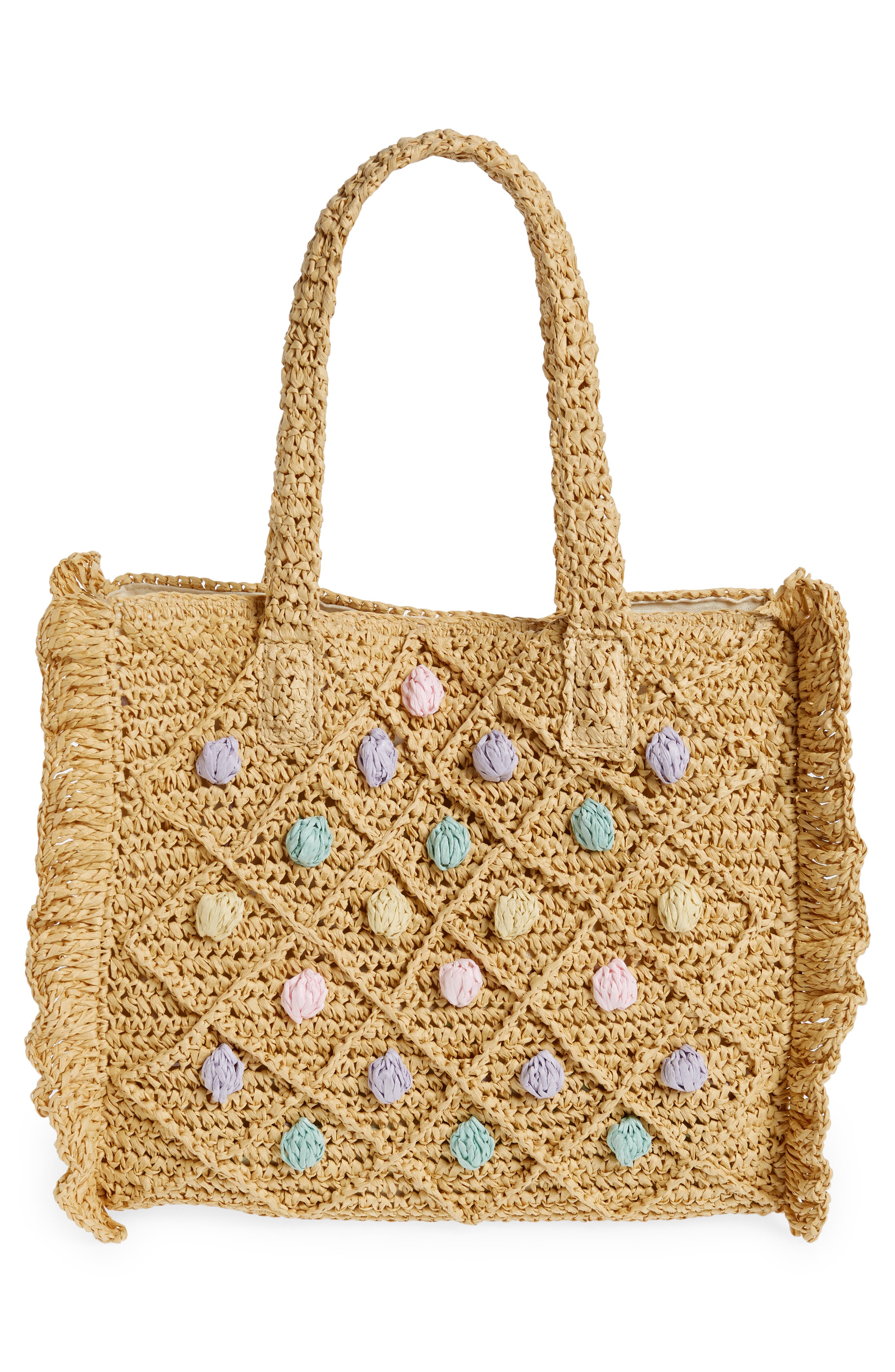 BTB Los Angeles Cheri Straw Tote, Alternate, color, 