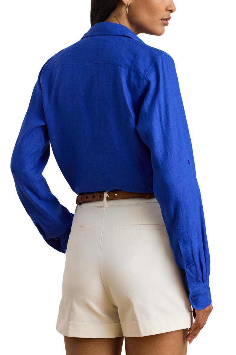 Karrie Linen Button-Up Shirt, Alternate, color, CRUISE ROYAL BLUE