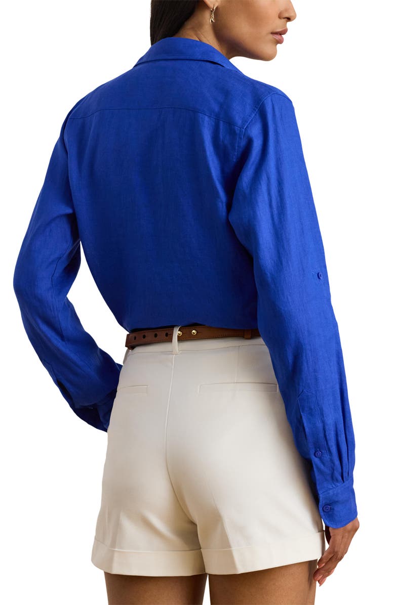 Lauren Ralph Lauren Karrie Linen Button-Up Shirt, Alternate, color, Cruise Royal Blue