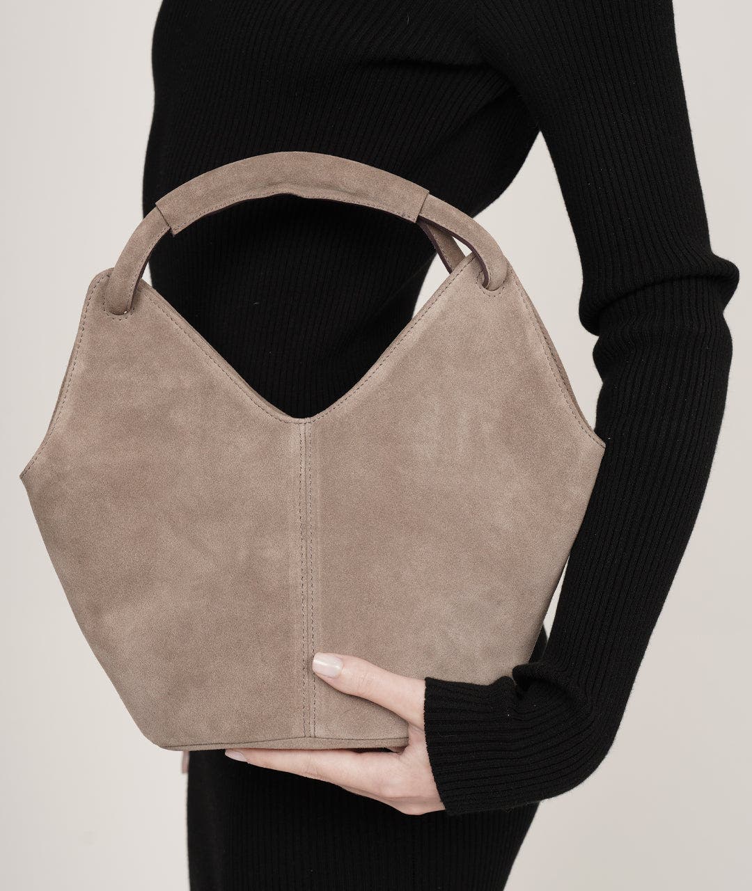 Mia Top Handle Leather Bag, Alternate, color, Clay Suede