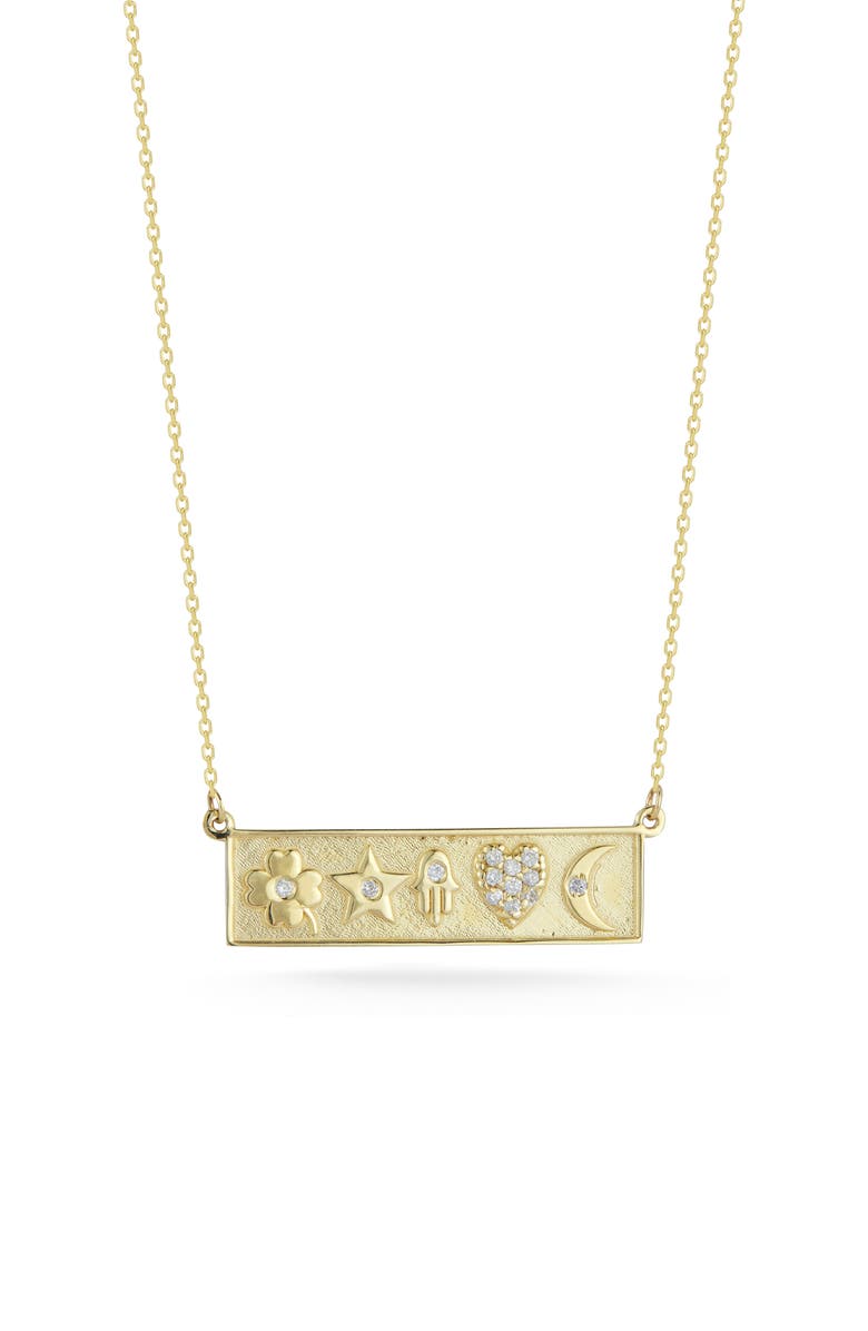 Ember Fine Jewelry 14K Yellow Gold Diamond Bar Pendant Necklace - 0.08 ctw, Main, color,