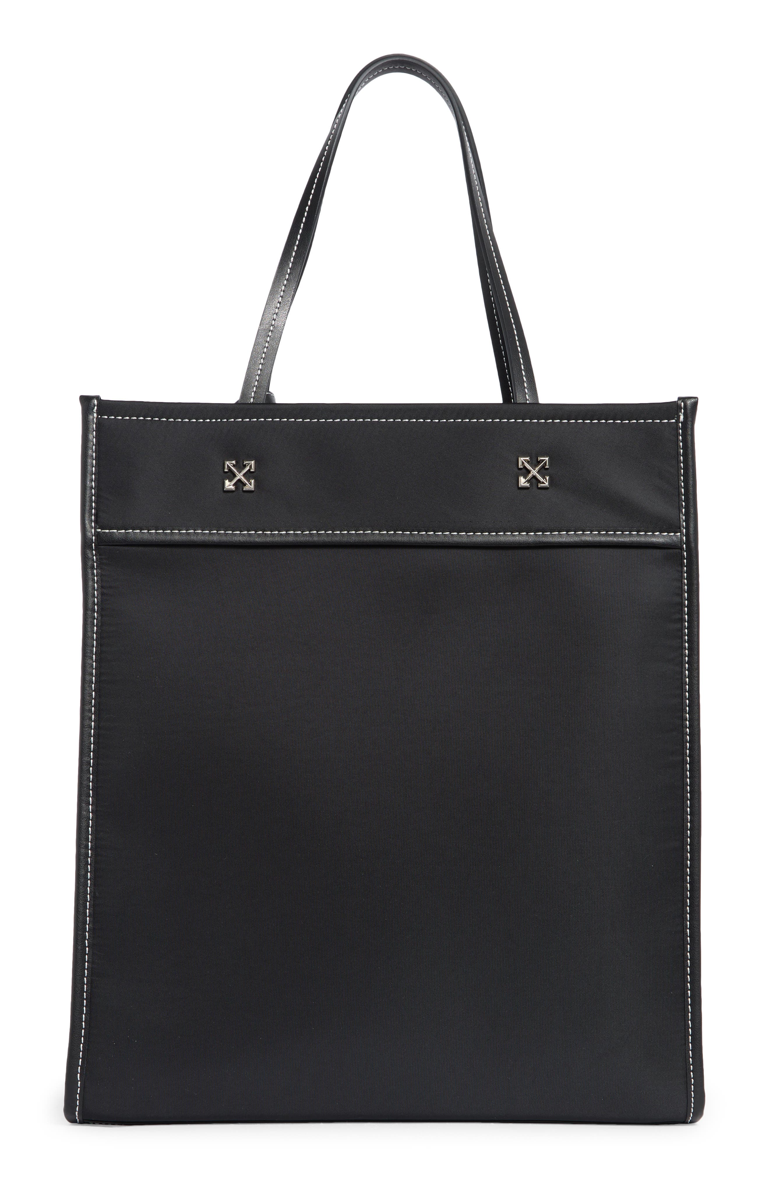Off-White Large Boxy Denim Tote Bag, Alternate, color, Black