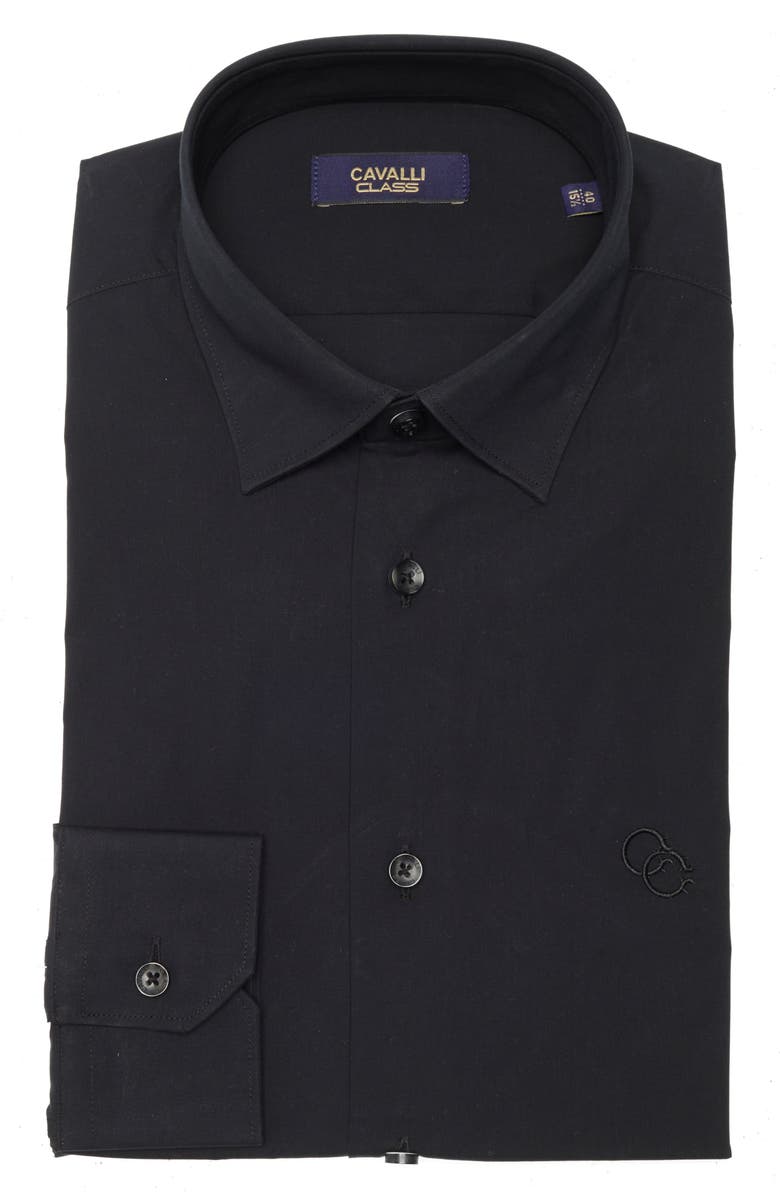 Cavalli Class Slim Fit Cotton Dress Shirt, Alternate, color, Black