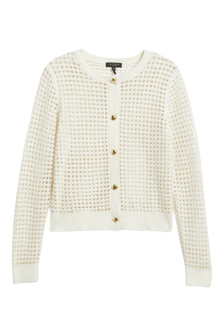 Ezra Open Stitch Cardigan, Alternate, color, WHITE
