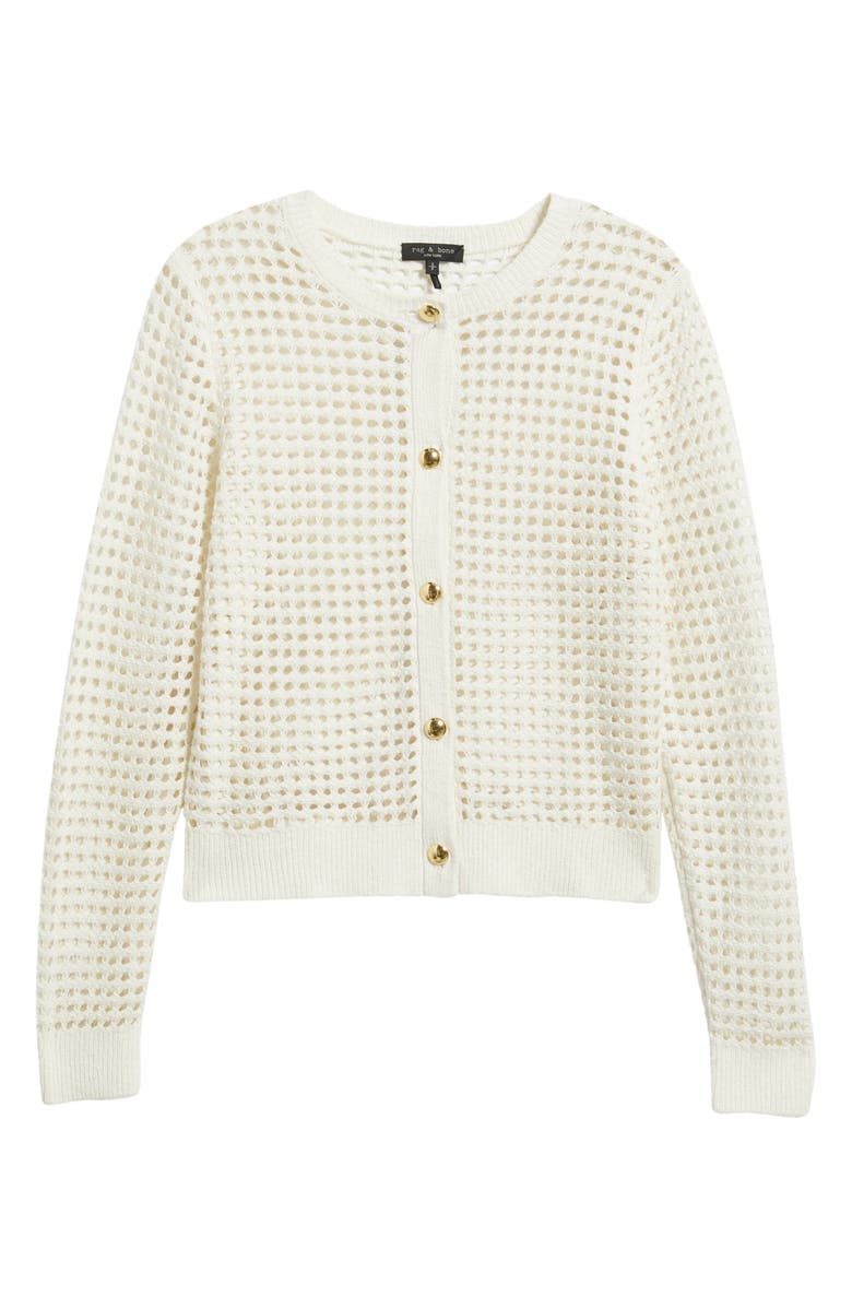 rag & bone Ezra Open Stitch Cardigan, Alternate, color, White