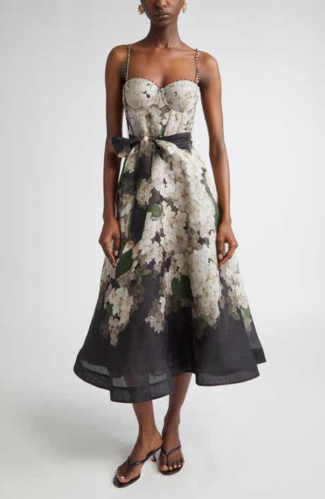 Zimmermann Balance Picnic Corset Linen & Silk Midi Dress