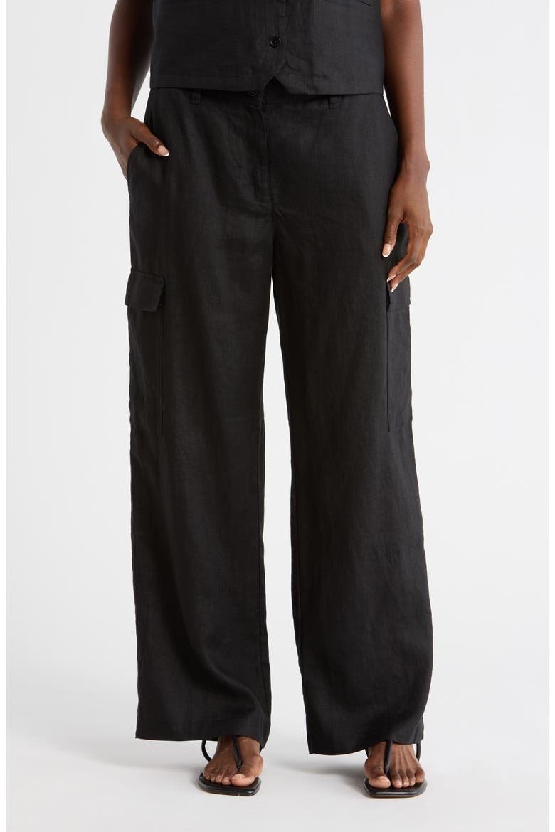 Wide Leg Cargo Pants, Main, color, BLACK