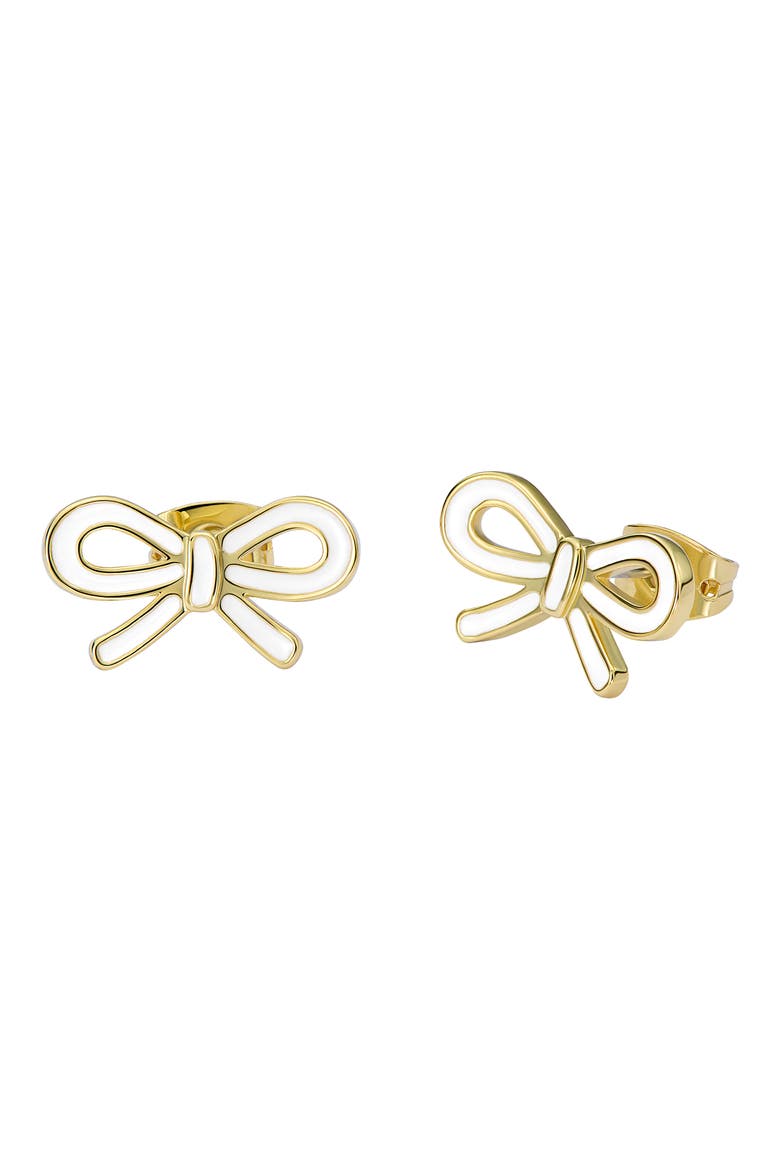 Bowie Tie Bow Enamel Stud Earrings, Alternate, color, METALLIC GOLD