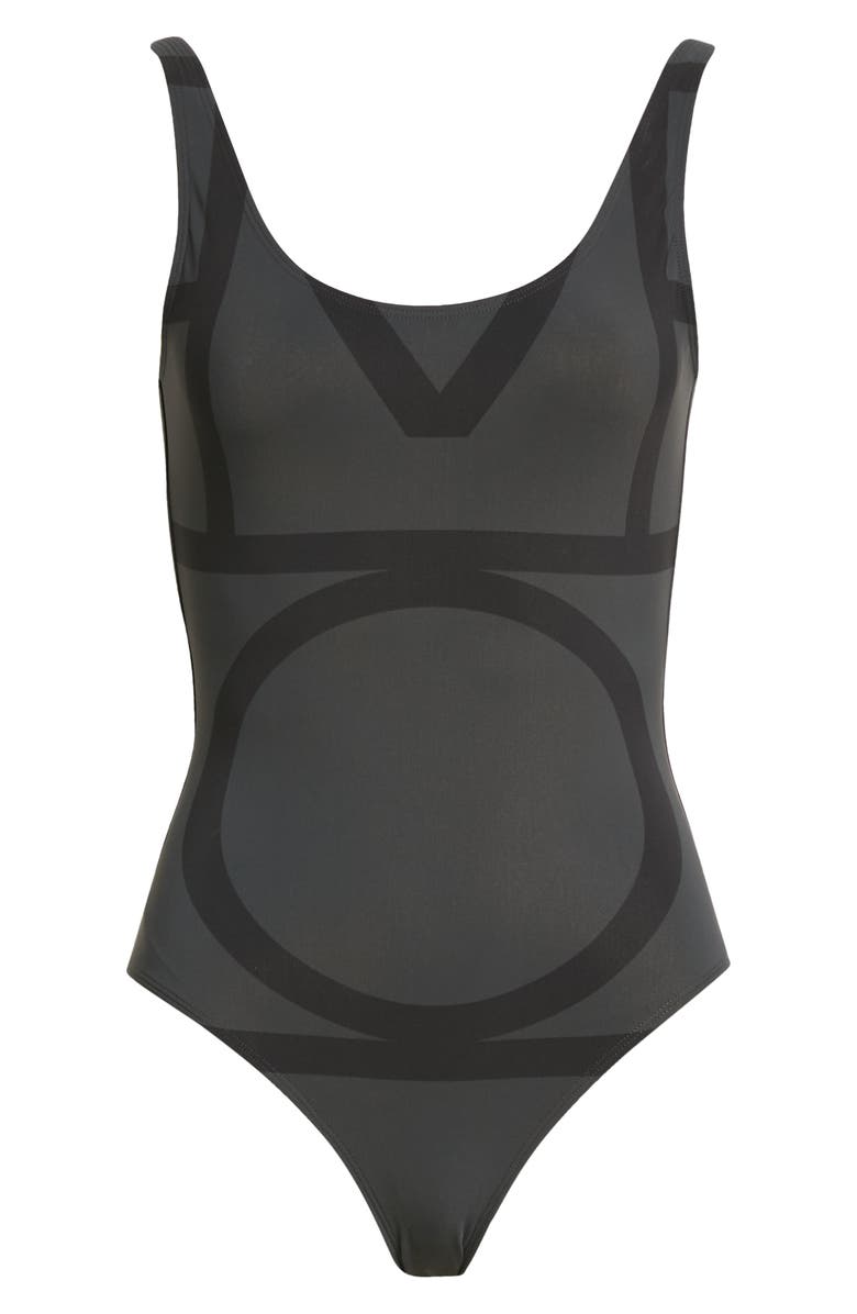 TOTEME Logo One-Piece Swimsuit, Alternate, color, Black Monogram