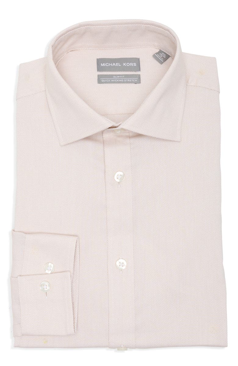Michael Kors All Season Slim Fit Performance Dress Shirt, Alternate, color, Light Tan