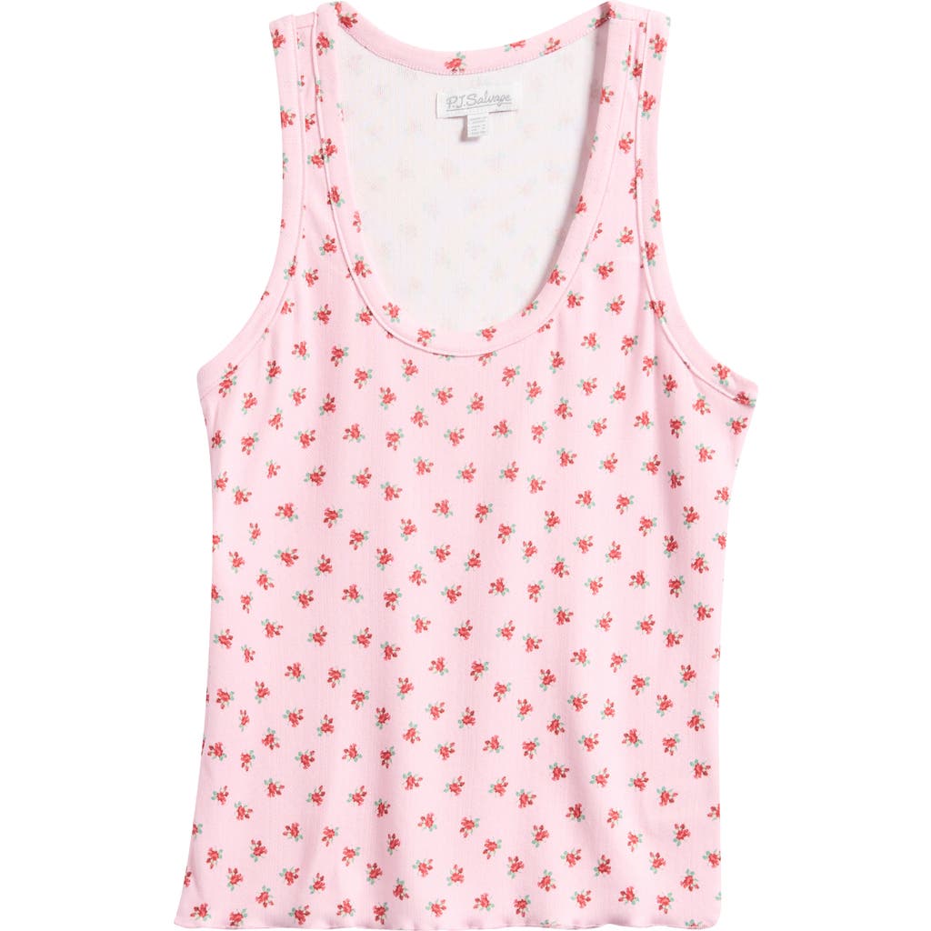 Pj Salvage Crazy For The Holidays Brushed Pointelle Sleep Tank In Pink