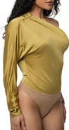 JLUXLABEL One-Shoulder Satin Bodysuit