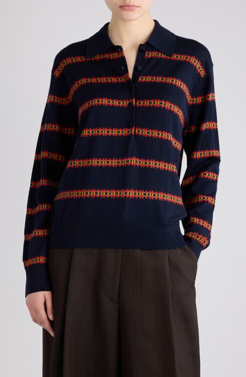 Tunos Geometric Stripe Wool Polo